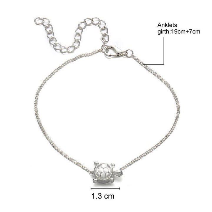 Tobillera de aleación de tortuga de plata hecha a mano de Olivenorma