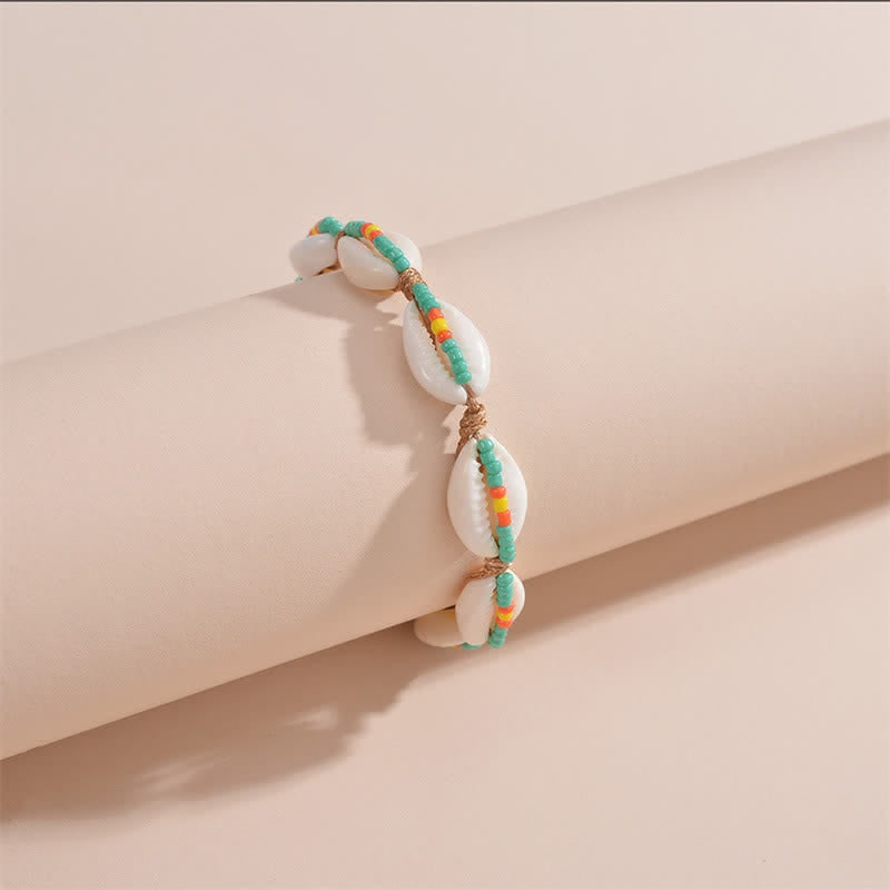 Tobillera con cuentas de concha y estrella de mar turquesa de Olivenorma