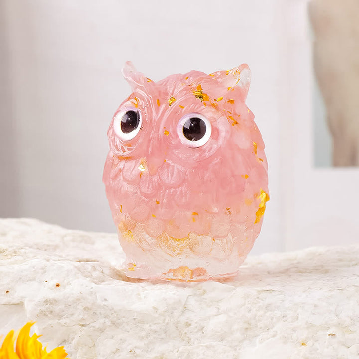 Adorno de búho con grava epoxi de Olivenorma, decoración con piedras preciosas