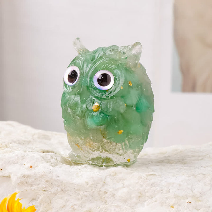 Adorno de búho con grava epoxi de Olivenorma, decoración con piedras preciosas
