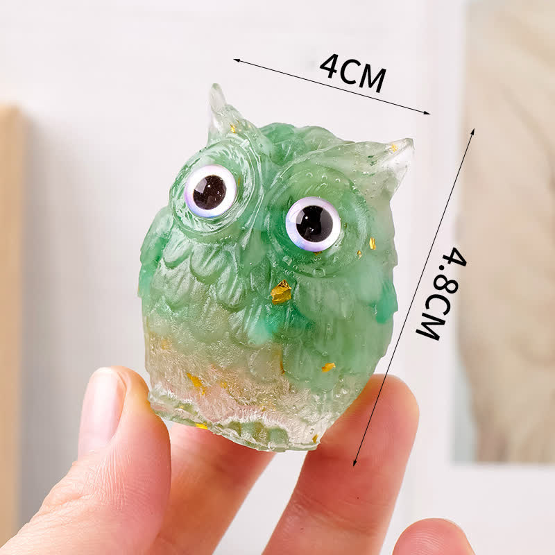 Adorno de búho con grava epoxi de Olivenorma, decoración con piedras preciosas