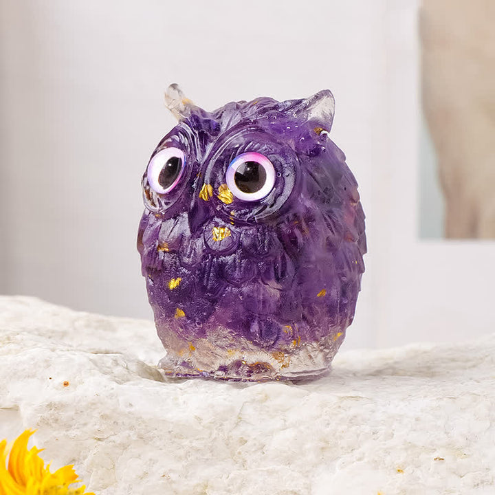 Adorno de búho con grava epoxi de Olivenorma, decoración con piedras preciosas