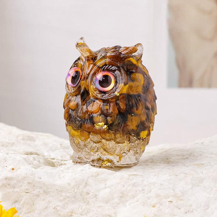 Adorno de búho con grava epoxi de Olivenorma, decoración con piedras preciosas