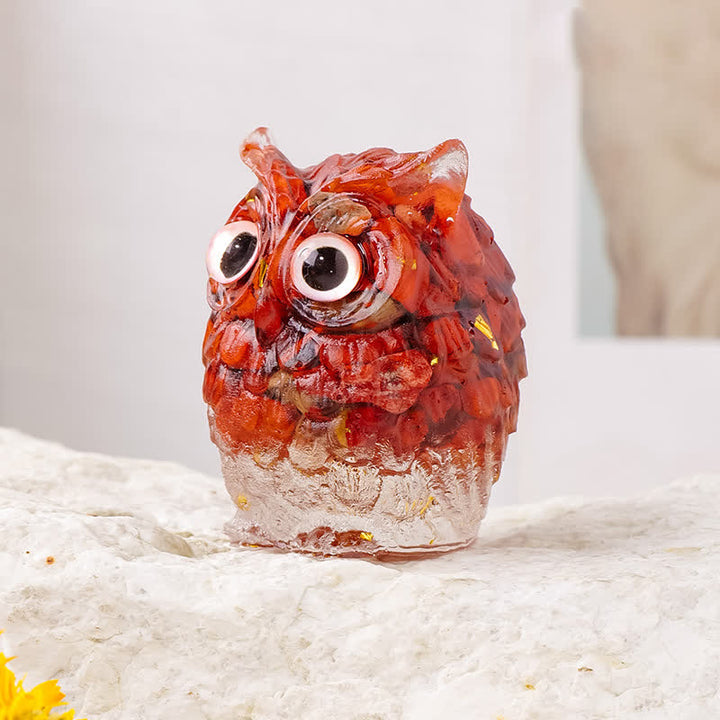 Adorno de búho con grava epoxi de Olivenorma, decoración con piedras preciosas