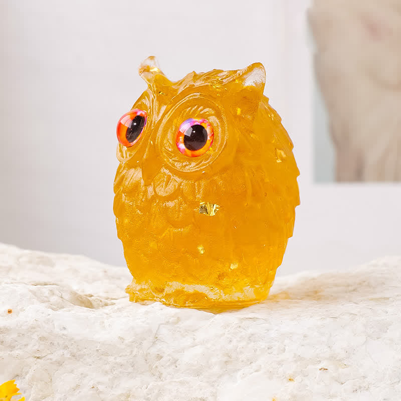 Adorno de búho con grava epoxi de Olivenorma, decoración con piedras preciosas