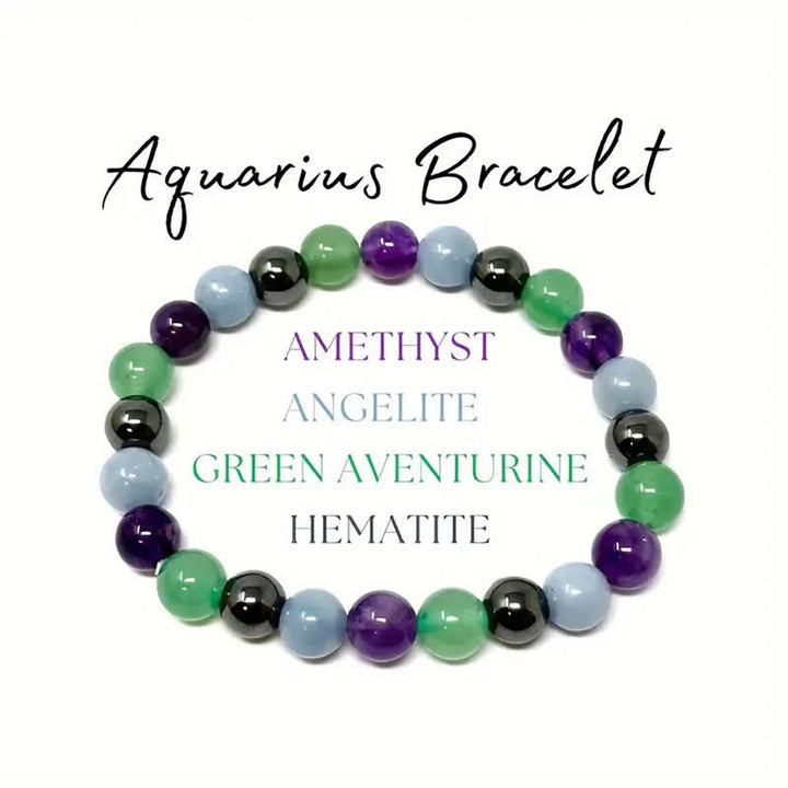 Pulsera de cuentas con signo del zodíaco hecha a mano con piedra natural de Olivenorma, 1 pieza 