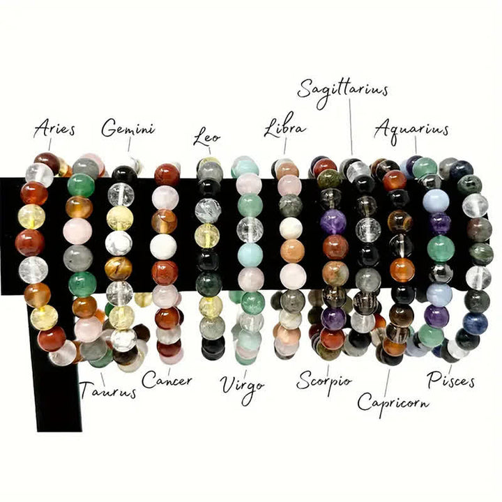 Pulsera de cuentas con signo del zodíaco hecha a mano con piedra natural de Olivenorma, 1 pieza 