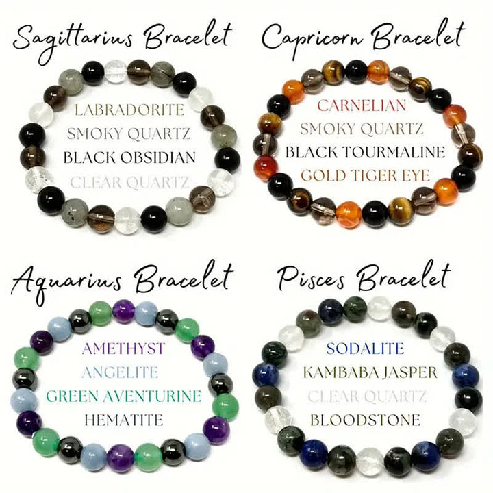 Pulsera de cuentas con signo del zodíaco hecha a mano con piedra natural de Olivenorma, 1 pieza 