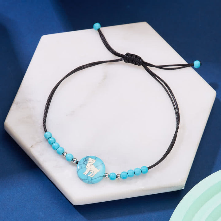 Pulsera trenzada turquesa con patrón del zodiaco de las 12 constelaciones de Olivenorma 