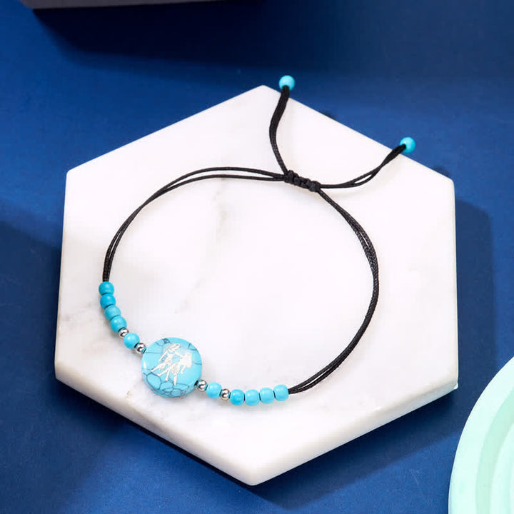 Pulsera trenzada turquesa con patrón del zodiaco de las 12 constelaciones de Olivenorma 