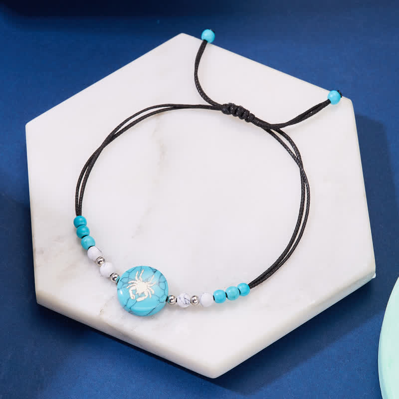 Pulsera trenzada turquesa con patrón del zodiaco de las 12 constelaciones de Olivenorma 