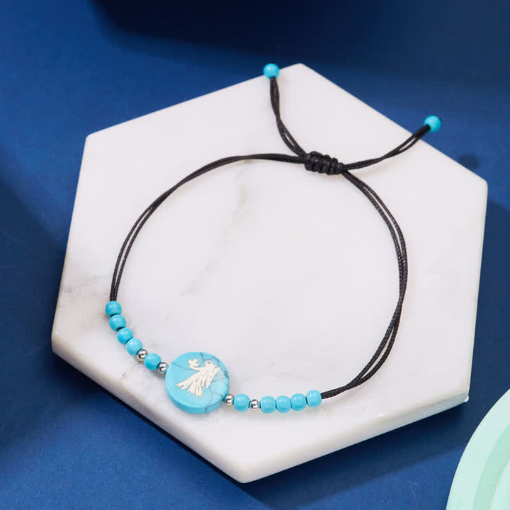 Pulsera trenzada turquesa con patrón del zodiaco de las 12 constelaciones de Olivenorma 