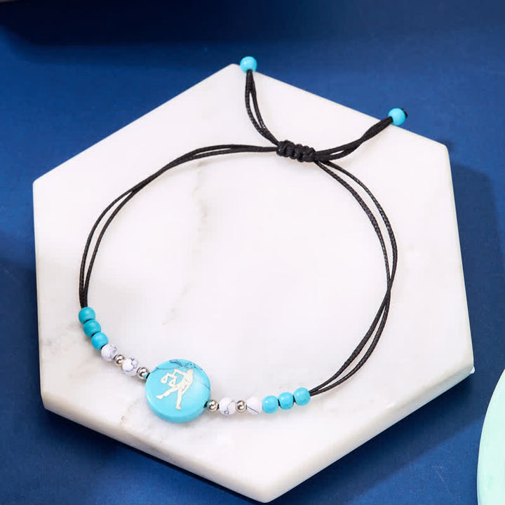Pulsera trenzada turquesa con patrón del zodiaco de las 12 constelaciones de Olivenorma 