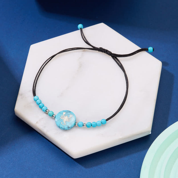Pulsera trenzada turquesa con patrón del zodiaco de las 12 constelaciones de Olivenorma 
