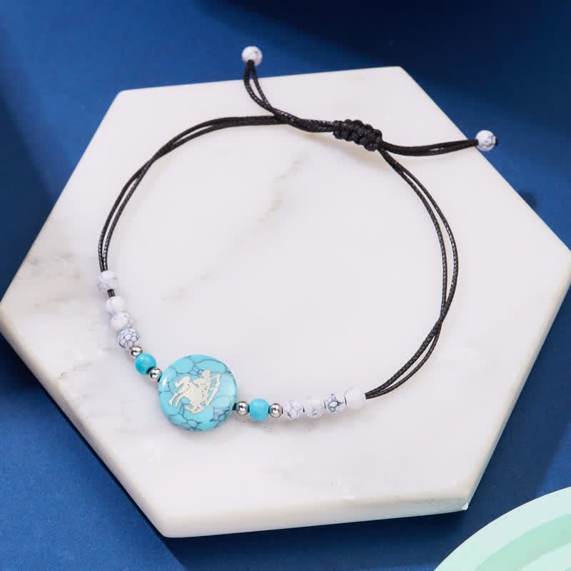 Pulsera trenzada turquesa con patrón del zodiaco de las 12 constelaciones de Olivenorma 