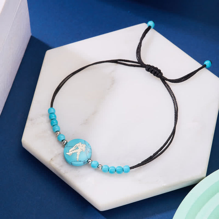 Pulsera trenzada turquesa con patrón del zodiaco de las 12 constelaciones de Olivenorma 
