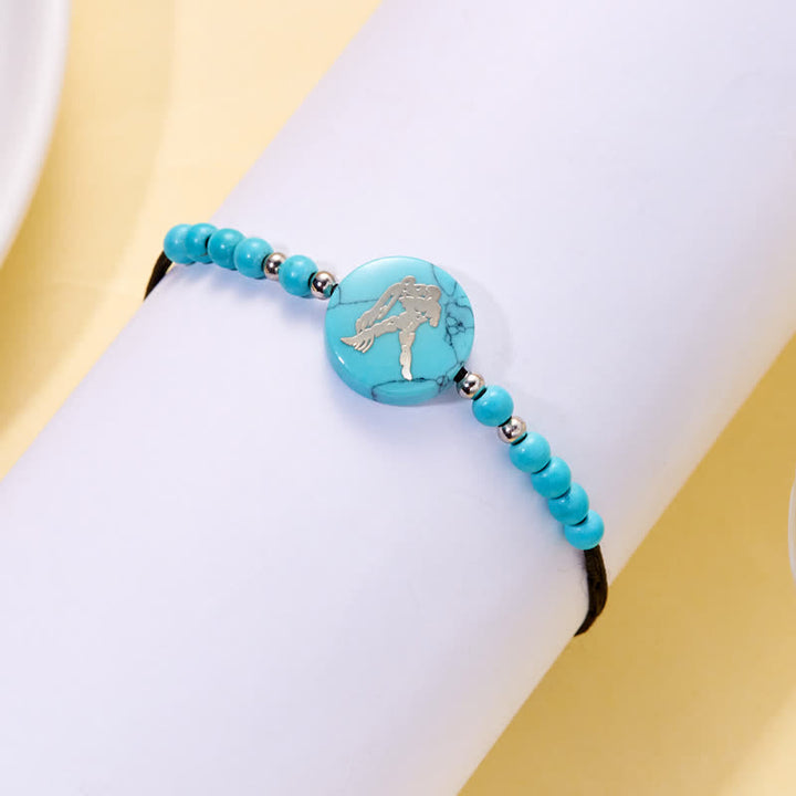 Pulsera trenzada turquesa con patrón del zodiaco de las 12 constelaciones de Olivenorma 