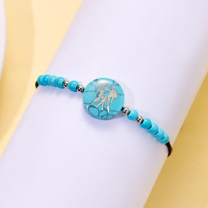 Pulsera trenzada turquesa con patrón del zodiaco de las 12 constelaciones de Olivenorma 