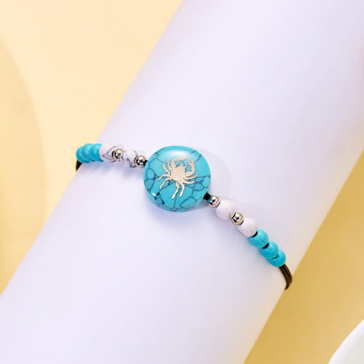 Pulsera trenzada turquesa con patrón del zodiaco de las 12 constelaciones de Olivenorma 