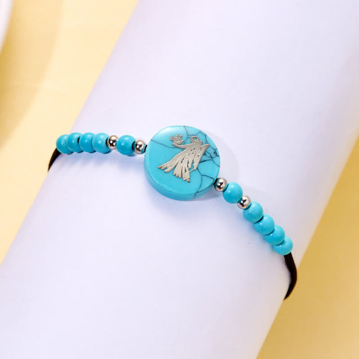 Pulsera trenzada turquesa con patrón del zodiaco de las 12 constelaciones de Olivenorma 
