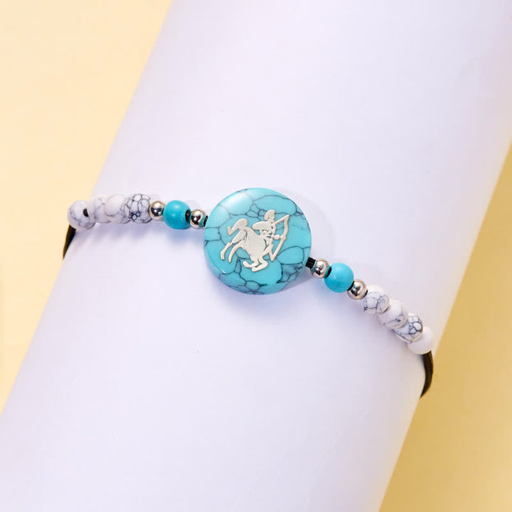 Pulsera trenzada turquesa con patrón del zodiaco de las 12 constelaciones de Olivenorma 