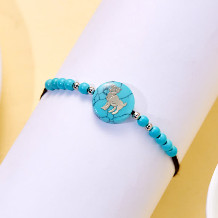 Pulsera trenzada turquesa con patrón del zodiaco de las 12 constelaciones de Olivenorma 