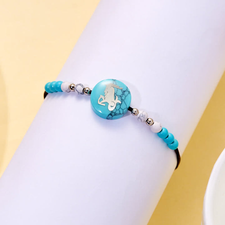 Pulsera trenzada turquesa con patrón del zodiaco de las 12 constelaciones de Olivenorma 