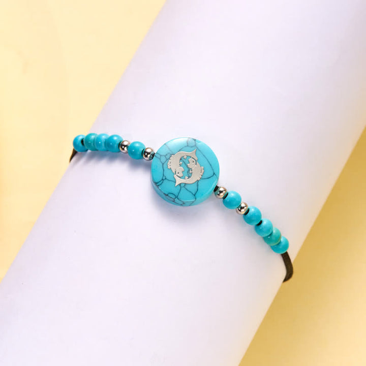 Pulsera trenzada turquesa con patrón del zodiaco de las 12 constelaciones de Olivenorma 