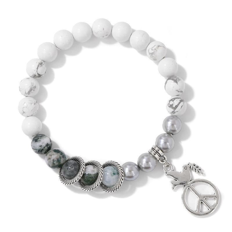 Pulsera de cristal con forma de paloma de la paz "Embrace Peace" de Olivenorma 