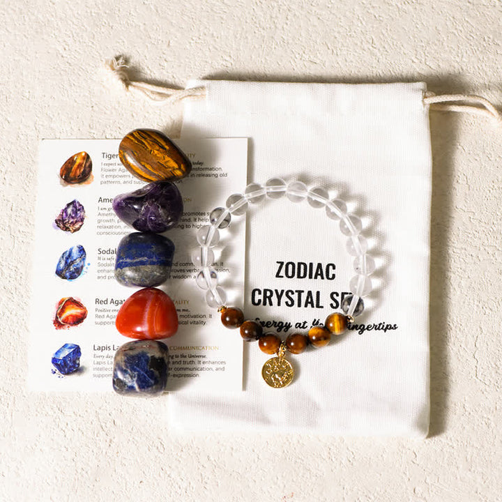 Pulsera con piedras pulidas irregulares del zodíaco de Olivenorma