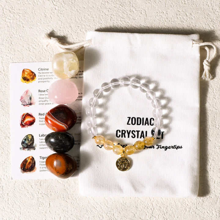 Pulsera con piedras pulidas irregulares del zodíaco de Olivenorma