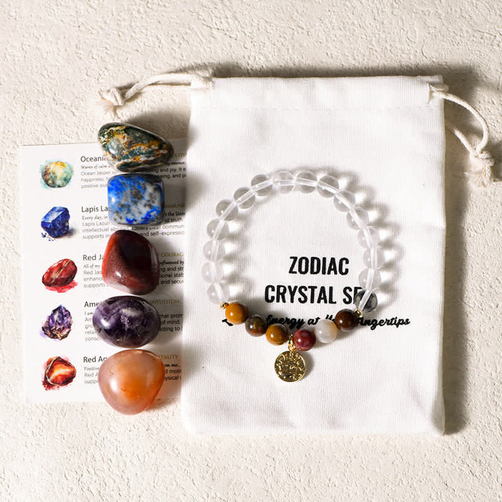 Pulsera con piedras pulidas irregulares del zodíaco de Olivenorma
