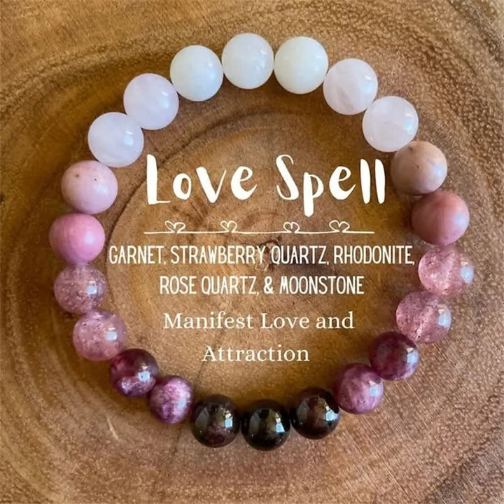 Pulsera de amatista y cuarzo fresa de 8 mm "Lovers Spell" de Olivenorma 