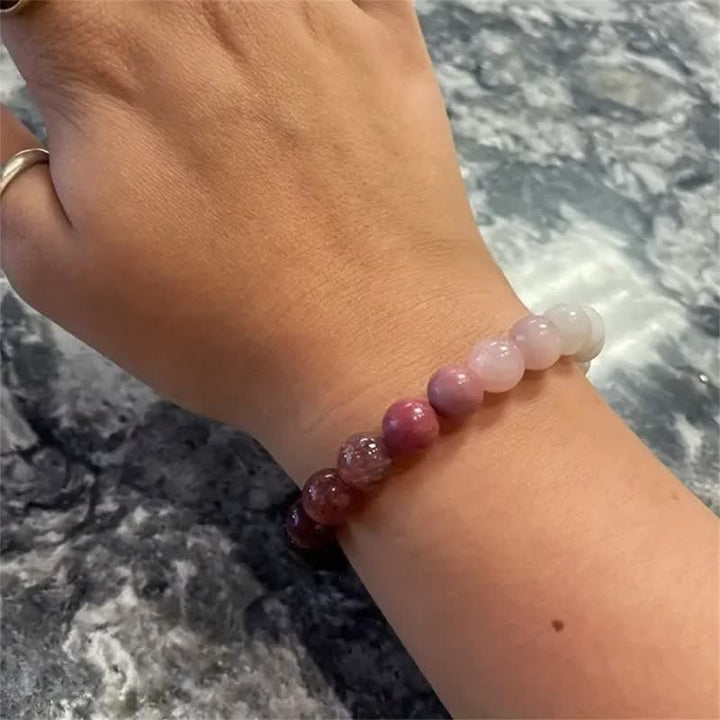 Pulsera de amatista y cuarzo fresa de 8 mm "Lovers Spell" de Olivenorma 