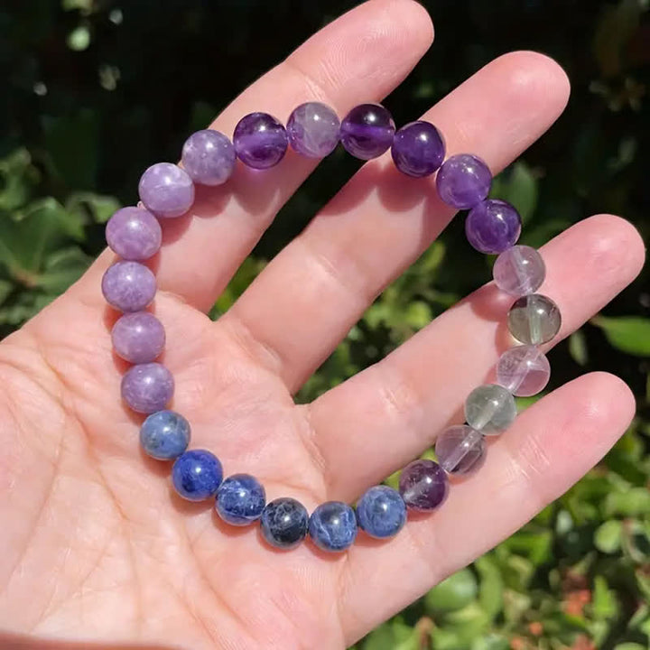 Pulsera de amatista, lepidolita y lapislázuli "antiansiedad" de Olivenorma 