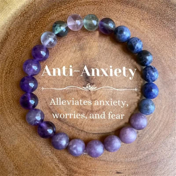 Pulsera de amatista, lepidolita y lapislázuli "antiansiedad" de Olivenorma 