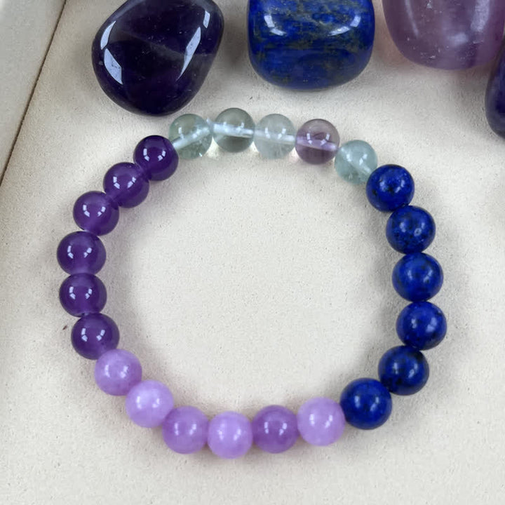 Pulsera de amatista, lepidolita y lapislázuli "antiansiedad" de Olivenorma 