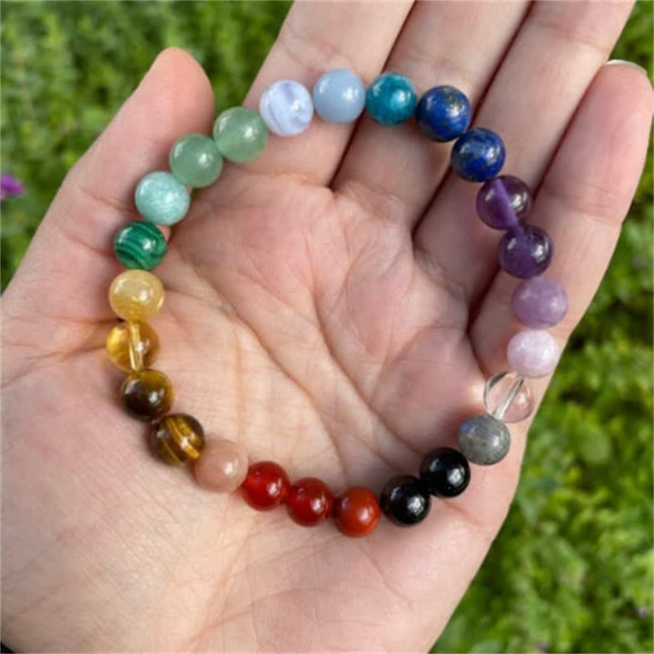 Pulsera de cuentas de piedra natural de los 7 chakras de Olivenorma 