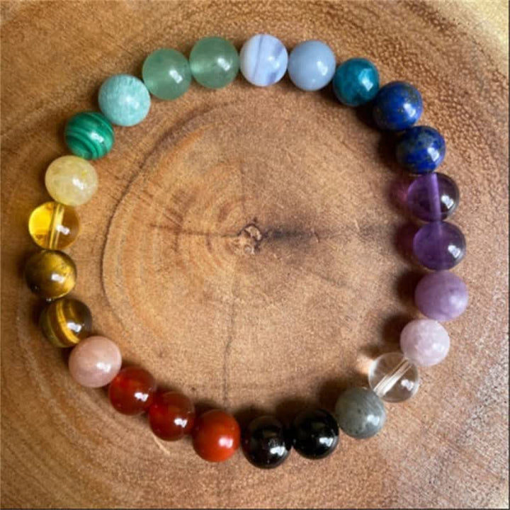 Pulsera de cuentas de piedra natural de los 7 chakras de Olivenorma 