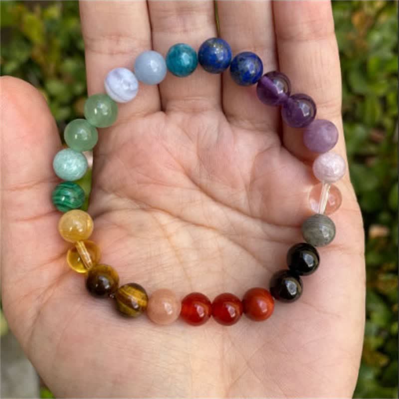 Pulsera de cuentas de piedra natural de los 7 chakras de Olivenorma 