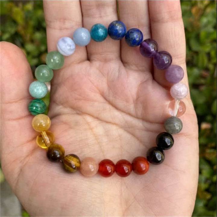 Pulsera de cuentas de piedra natural de los 7 chakras de Olivenorma 
