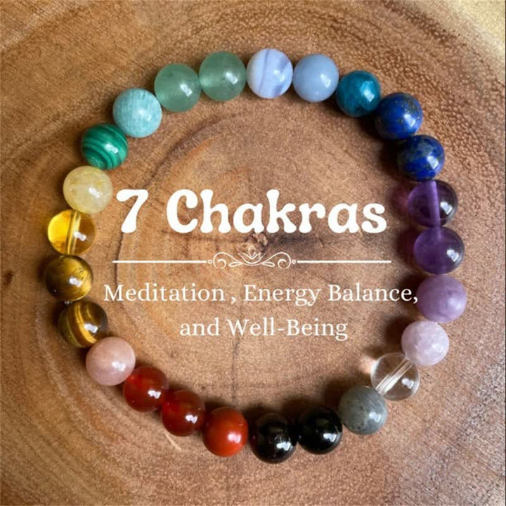 Pulsera de cuentas de piedra natural de los 7 chakras de Olivenorma 