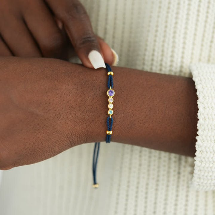 Pulsera personalizada con bisel de 2 a 7 piedras natales de Olivenorma 