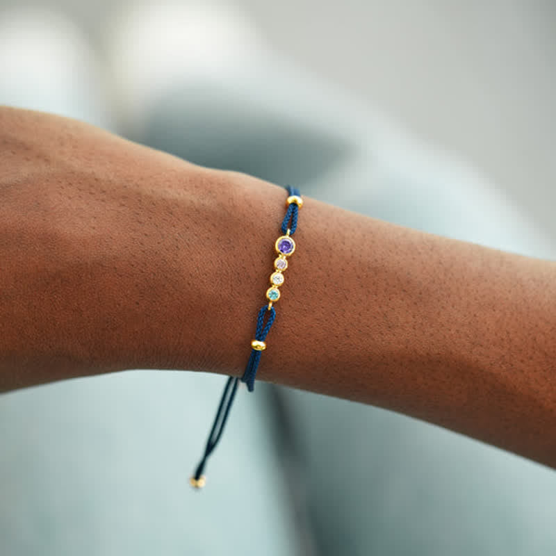 Pulsera personalizada con bisel de 2 a 7 piedras natales de Olivenorma 