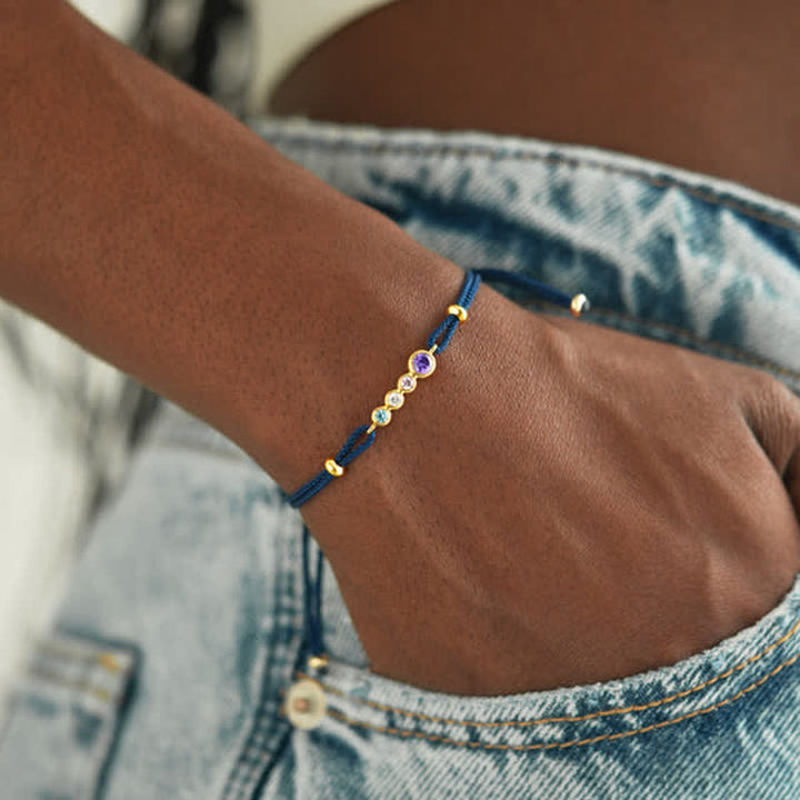 Pulsera personalizada con bisel de 2 a 7 piedras natales de Olivenorma 