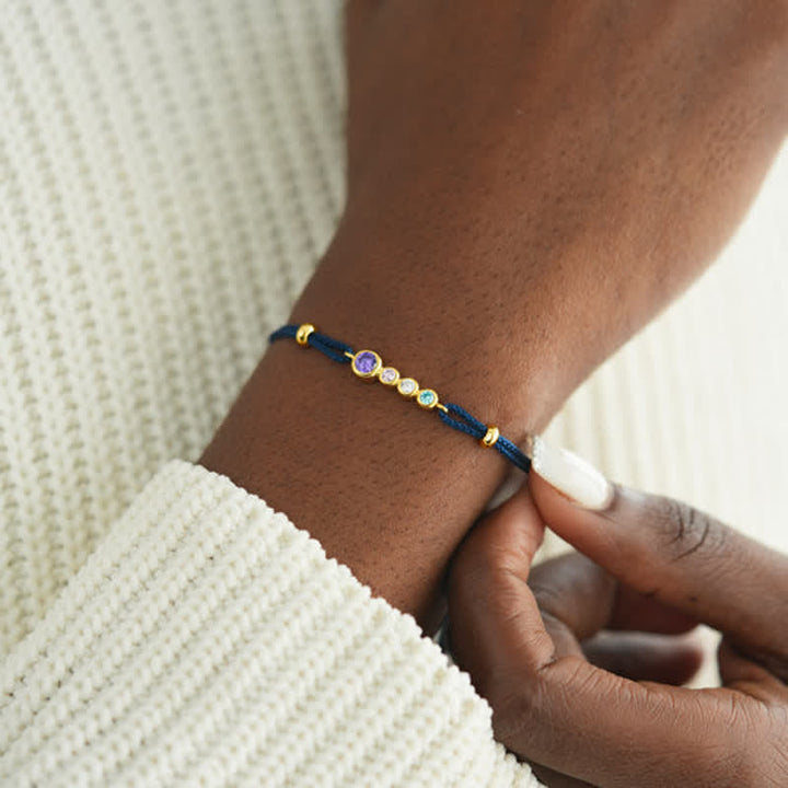 Pulsera personalizada con bisel de 2 a 7 piedras natales de Olivenorma 