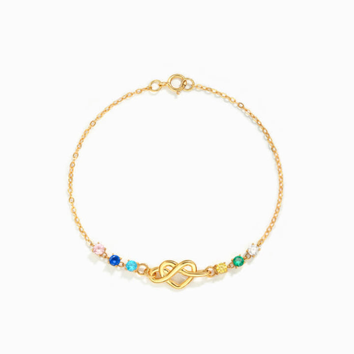 Pulsera con nudo en forma de corazón con 1 a 8 piedras de nacimiento personalizadas de Olivenorma 