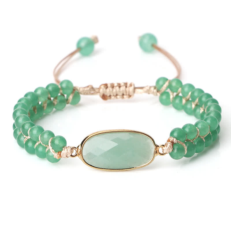 Pulsera trenzada de cuentas de doble hilera de piedra natural Olivenorma 