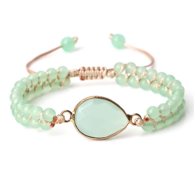 Pulsera trenzada de cuentas de doble hilera de piedra natural Olivenorma 