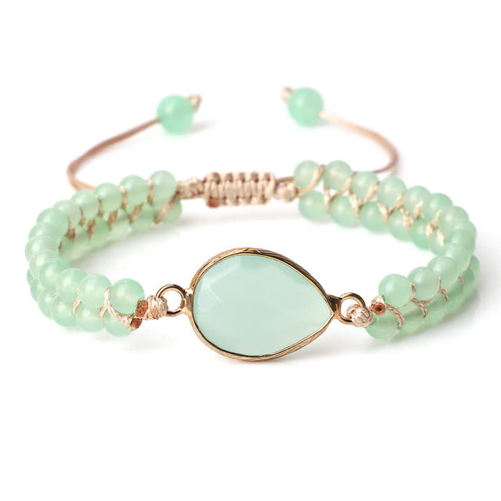 Pulsera trenzada de cuentas de doble hilera de piedra natural Olivenorma 